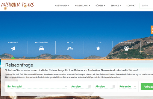 Australia Tours Webseite